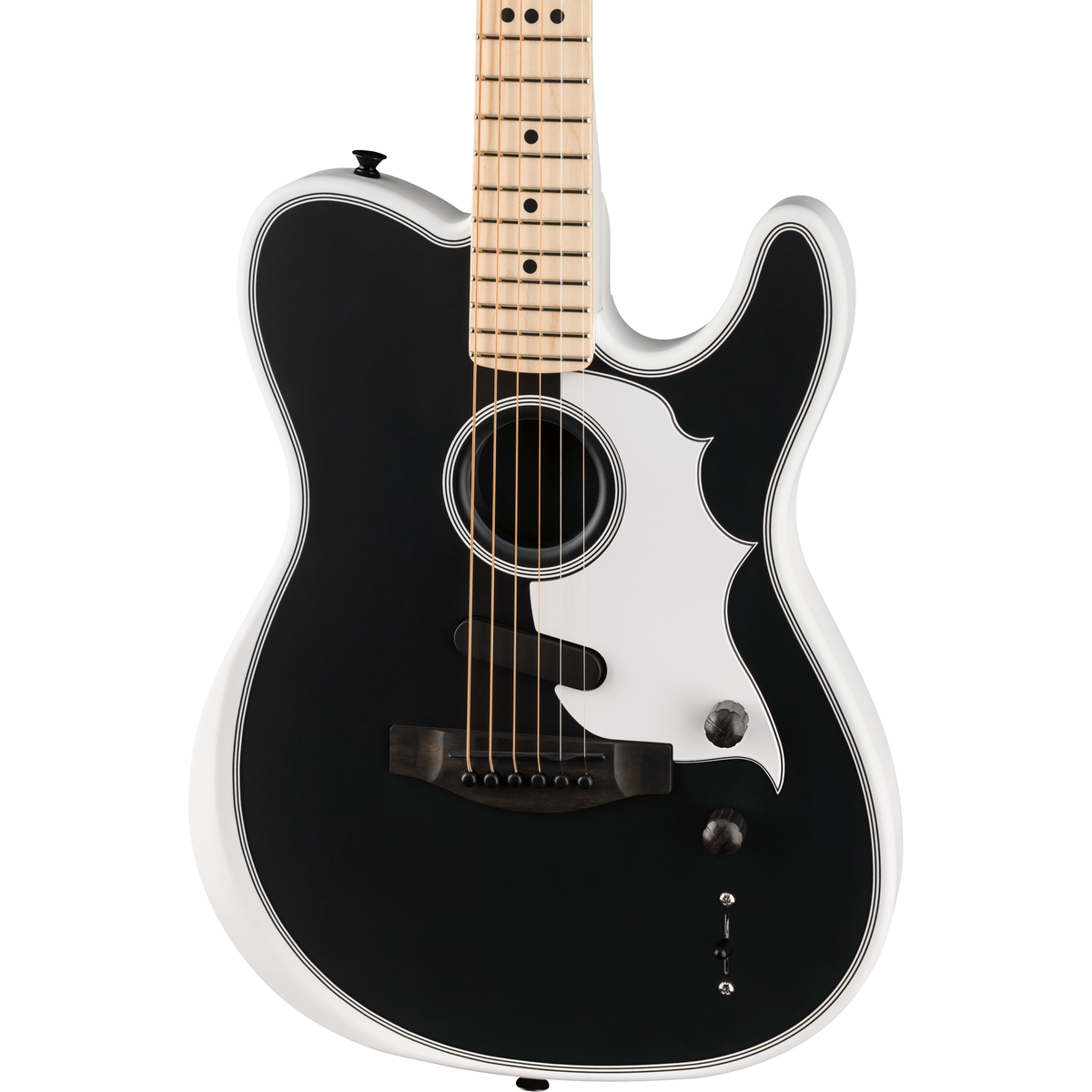 Fender Jack White Triplesonic Acoustasonic Telecaster - Satin Arctic White w/ Black Top