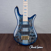 Spector Euro 4 LT Poplar Burl Over Ash Electric Bass Guitar - Faded Light Blue Gloss - CHUCKSCLUSIVE - #]C121NB23300