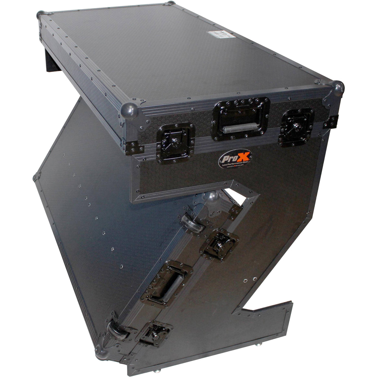 ProX DJ Z-Table MK2 Portable Z-Style DJ Table Flight Case w/Handles & Wheels - Black