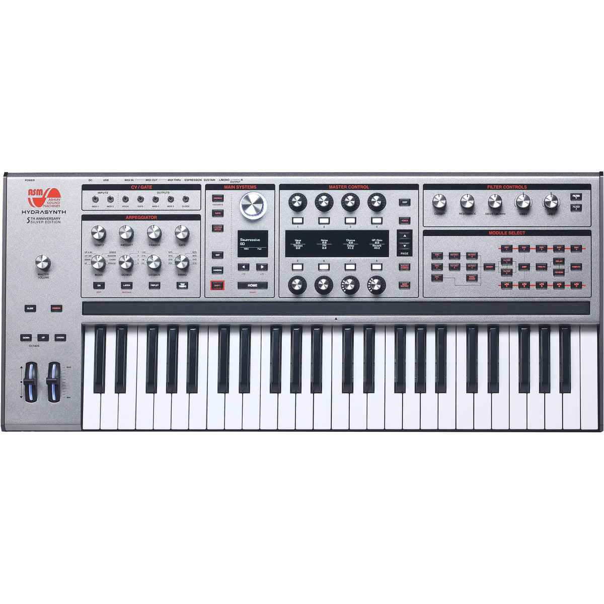 ASM Hydrasynth Keyboard 8-Voice Digital Wave-Morphing Synthesizer - Limited-Edition Silver