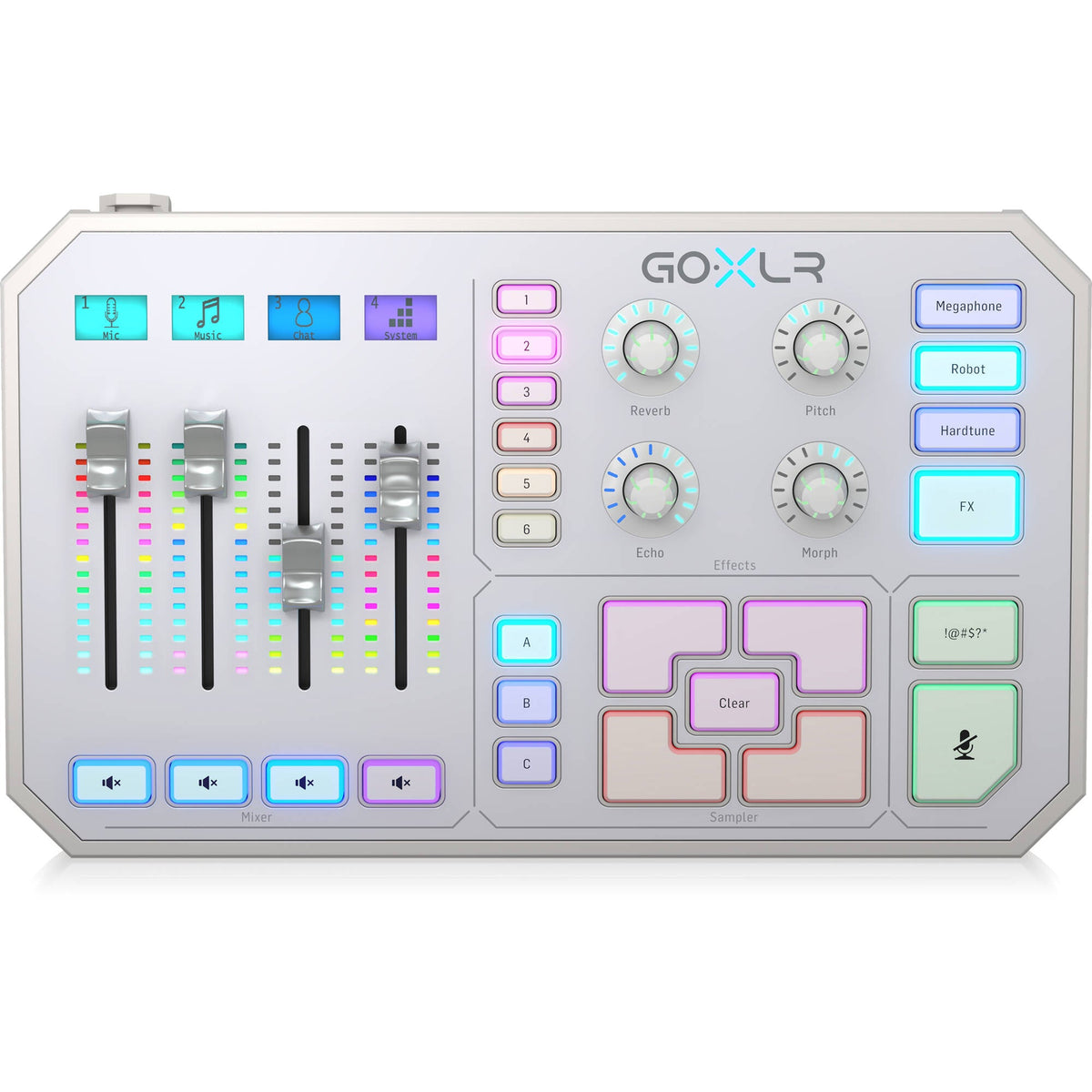 TC-Helicon GoXLR 4-channel USB Streaming Mixer with Voice FX and Sampler - White