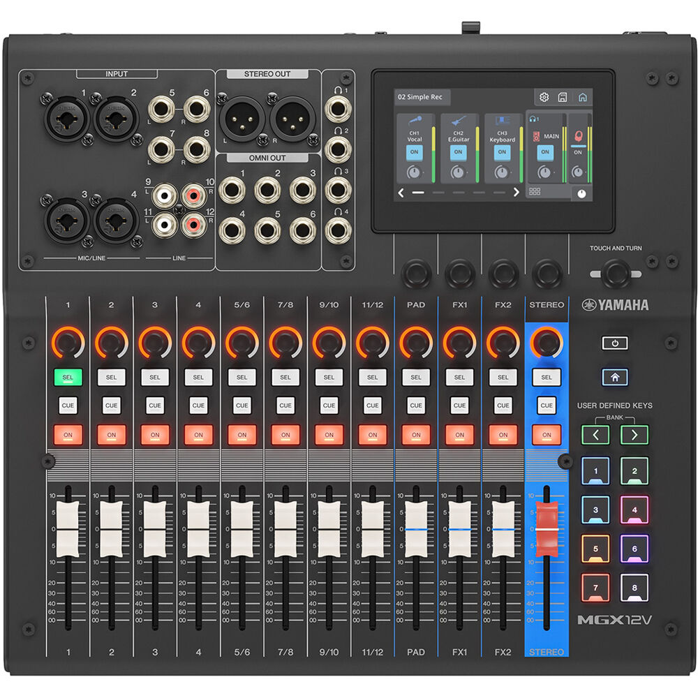 Yamaha MGX12V B 18-Channel Digital Mixing Console w/Audio/Video Interface - Black