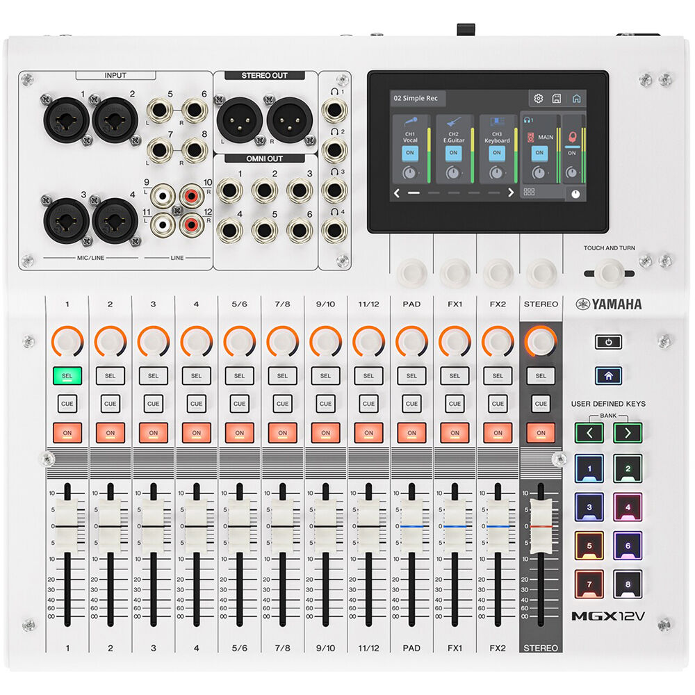Yamaha MGX12V B 18-Channel Digital Mixing Console w/Audio/Video Interface - White