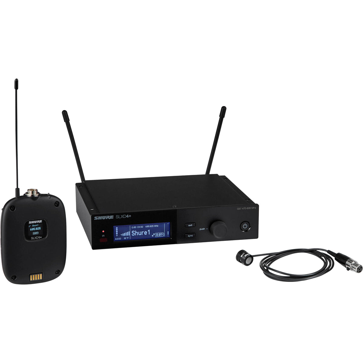 Shure SLXD14+/85M Low-Profile Cardioid Lavalier Mic System - G57: 470-608 MHz