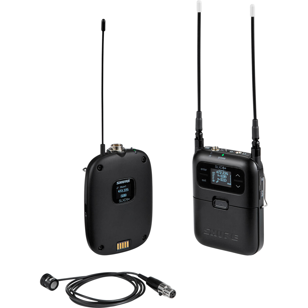 Shure SLXD15+/85M Digital Camera-Mount Wireless Low-Profile Cardioid Lavalier Mic System - G57: 470 to 608 MHz