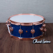 DW 6 x 14-Inch Collector's Pure Oak Snare Drum - Blue Glass with Copper Hardware