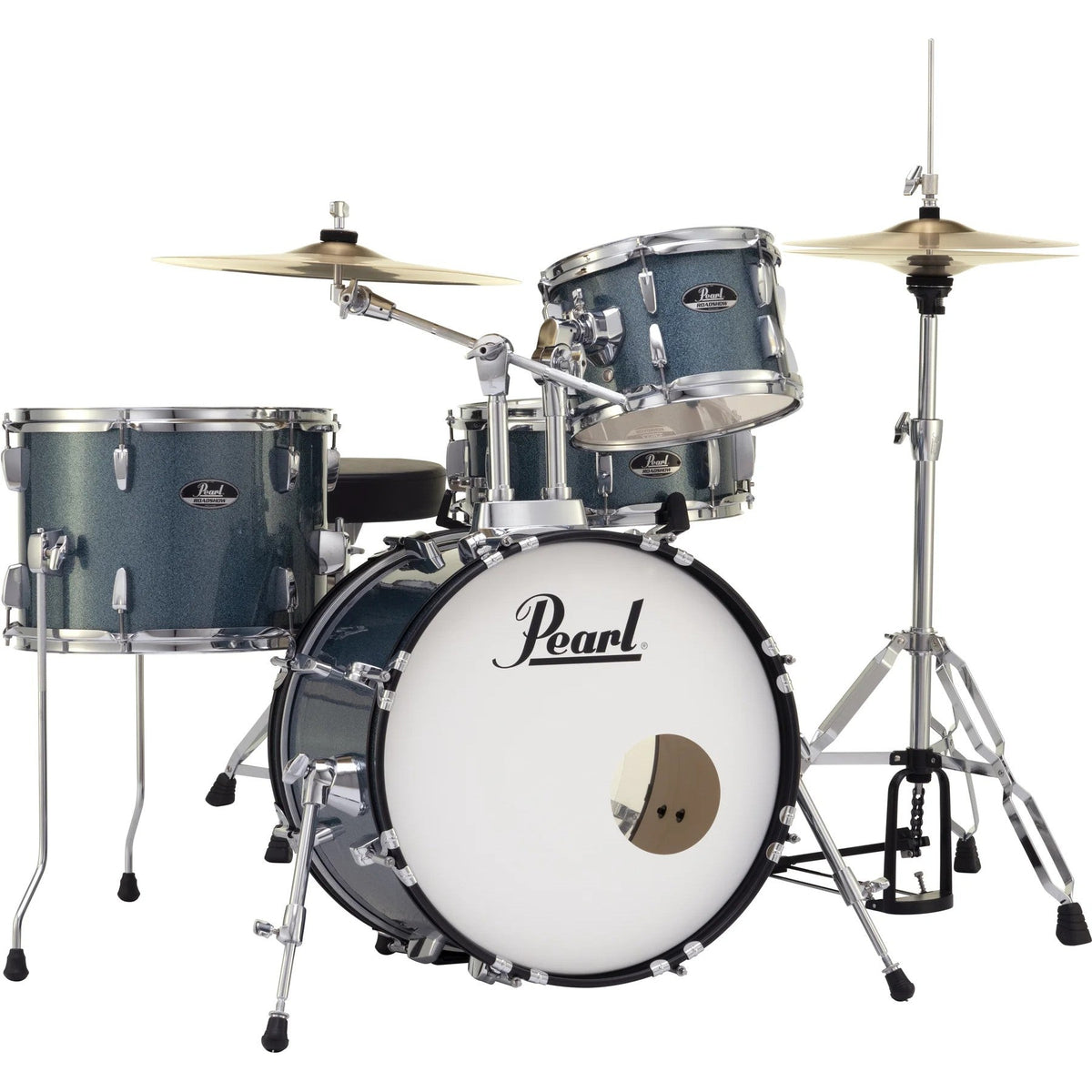 Pearl Roadshow Complete 4-Piece Drum Set with Hardware and Cymbals - Aqua Blue Glitter