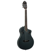 Ortega Tour Player Series Thinline Crossover Nylon String Acoustic Electric Guitar - Black