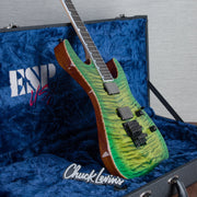 ESP USA M-II FR DLX Electric Guitar - Lime Burst - #US23322