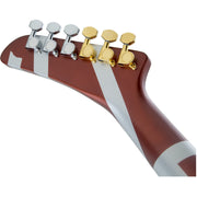 EVH Striped Series Shark Electric Guitar, Pao Ferro Fingerboard - Burgundy With Silver Stripes