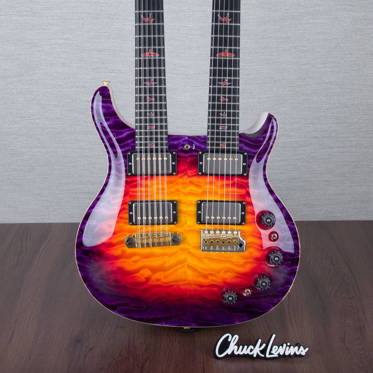 PRS Private Stock Custom 24 Double-Neck 6/12 String Electric Guitar - Indian Ocean Sunset Glow - #0384233 - 2024