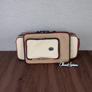 Marcus Bonna Gentleman's Bassoon Case - Beige/Ivory Leather, Wine Red Trim, Silver Metal Logo