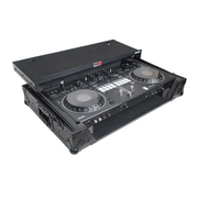 ProX XS-DDJREV5 WLTBL LED ATA Flight Style Road Case For Pioneer DDJ-REV5 DJ Controller with Laptop Shelf 1U Rack Space Wheels and LED Black Finish