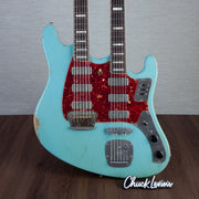 Castedosa Double Neck 6/12 String Baritone Electric Guitar - Daphne Blue - #213
