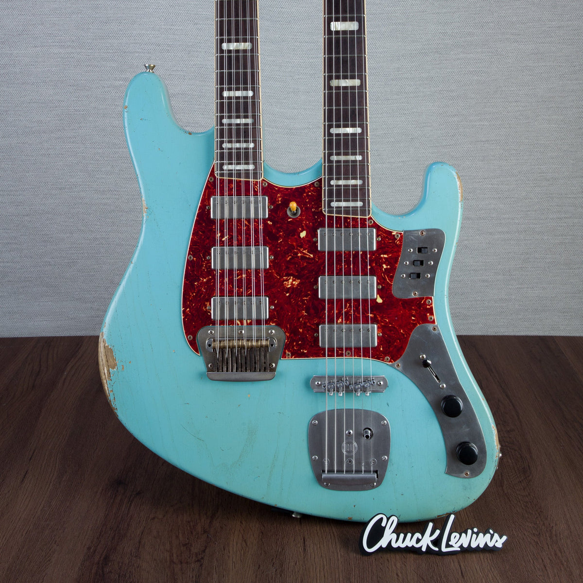Castedosa Double Neck 6/12 String Baritone Electric Guitar - Daphne Blue - #213