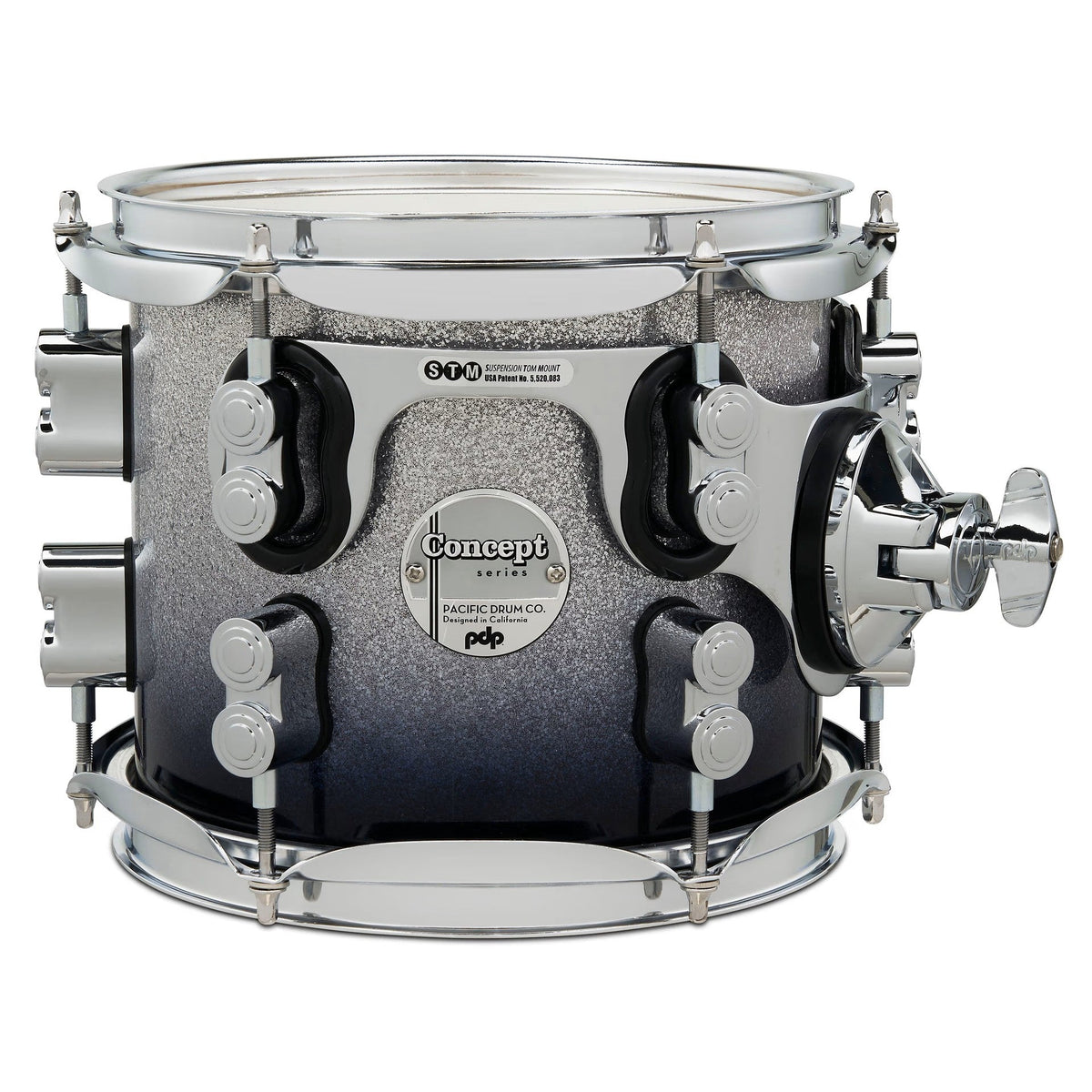 PDP 8 x 7-Inch Concept Maple Mounted Tom Drum - Silver to Black Fade