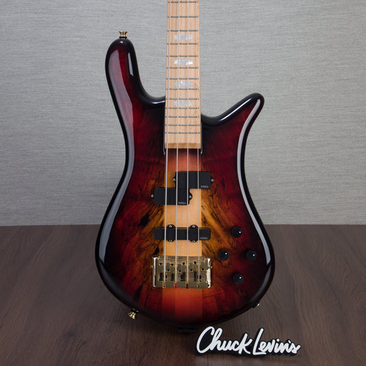 Spector Euro 4 LT Spalted Maple Bass Guitar - Fire Red Burst - CHUCKSCLUSIVE - #]C121SN 21111