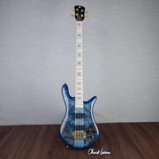 Spector Euro 4 LT Poplar Burl Over Ash Electric Bass Guitar - Faded Light Blue Gloss - CHUCKSCLUSIVE - #]C121NB23310