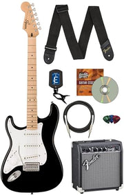 Fender Squier Sonic Stratocaster, Left Handed - Black w/ Frontman 10G Amp
