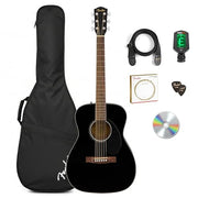 Fender CC-60S Solid Top Concert Acoustic Guitar - Black w/ Gig Bag