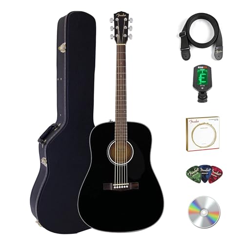 Fender CD-60S Solid Top Dreadnought Acoustic Guitar - Black w/ Hard Case