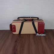 Marcus Bonna Gentleman's Bassoon Case - Beige/Ivory Leather, Wine Red Trim, Silver Metal Logo