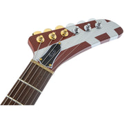 EVH Striped Series Shark Electric Guitar, Pao Ferro Fingerboard - Burgundy With Silver Stripes