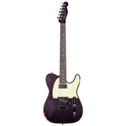 Fender Custom Shop Dual Stack HS Telecaster Relic - Magenta Sparkle Top with Natural Body