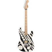 EVH Striped Series Circles Electric Guitar - Maple Fingerboard, White and Black