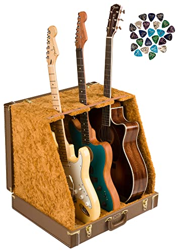 Fender Classic 3-Guitar Case Stand - Brown w/ Picks