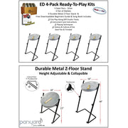 Panyard Jumbie Jam Steel Drum Educators 4-Pack - Metal Z-Floor Stands - Pink Pans