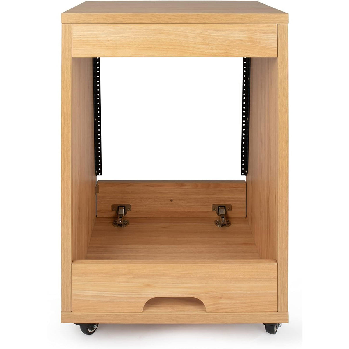 Gator Elite Furniture Series 12U Angled Studio Rack with Locking Casters – Natural Maple Matte
