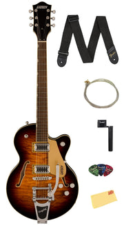 Gretsch G5655T-QM Electromatic Center Block Jr. Single-Cut Semi-Hollow Body Electric Guitar - Sweet Tea w/ Strap
