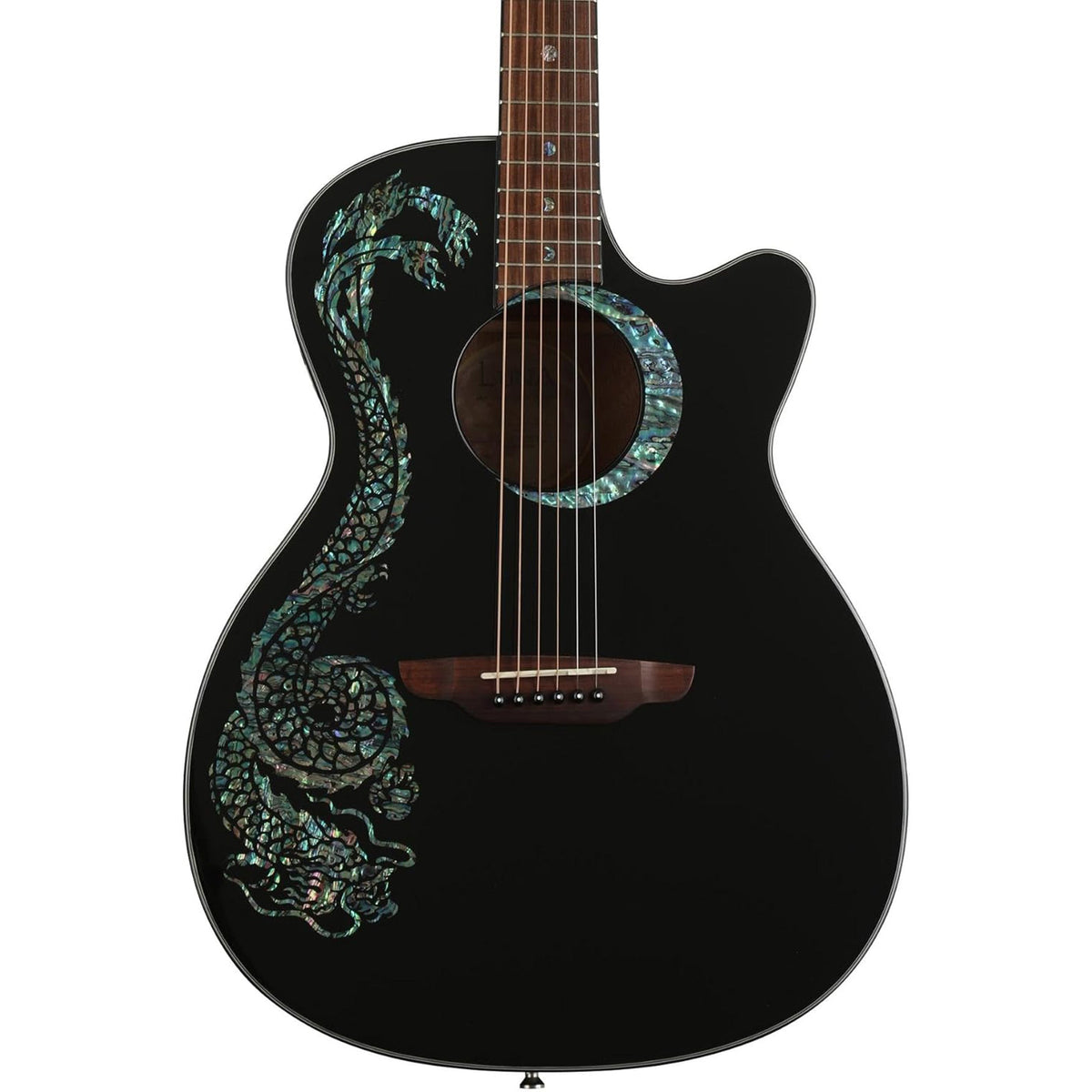 Luna Fauna Dragon Acoustic-Electric Guitar - Classic Black
