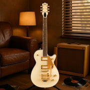 Gretsch Electromatic Pristine LTD Jet Single-Cut Electric Guitar with Bigsby - White Gold w/ Strap