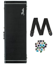 Fender Classic Stratocaster/Telecaster Wood Case - Black w/ Guitar Strap