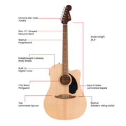 Fender FA Series Dreadnought Acoustic-Electric Guitar - Natural w/ Hard Case