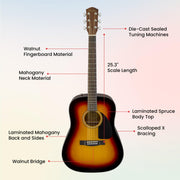 Fender CD-60 Dreadnought Acoustic Guitar - Sunburst w/ Hard Case