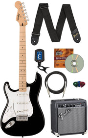 Fender Squier Sonic Stratocaster, Left Handed - Black w/ Frontman 10G Amp