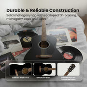 Fender CC-60S Solid Top Concert Acoustic Guitar - Black w/ Gig Bag