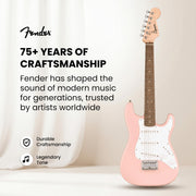 Fender Squier 3/4-Size Kids Mini Strat Electric Guitar - Shell Pink w/ Cable