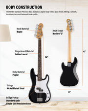 Fender Standard Precision Bass - Black w/ Guitar Cleaning Kit