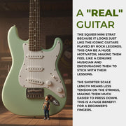Fender Squier 3/4-Size Kids Mini Strat Electric Guitar - Surf Green w/ Amplifier
