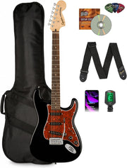 Fender Squier Affinity Stratocaster - Black Limited Edition Tortoise Shell Pickguard w/ Gig Bag