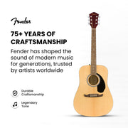 Fender FA-125 Dreadnought Acoustic Guitar - Natural w/ Gig Bag