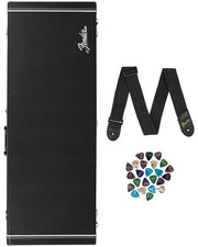 Fender Classic Series Wood Case for Jazzmaster/Jaguar - Black w/ Guitar Strap