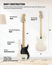 Fender Standard Precision Bass - Olympic White w/ Guitar Cleaning Kit