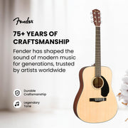 Fender CD-60S Solid Top Dreadnought Acoustic Guitar - Natural w/ Hard Case