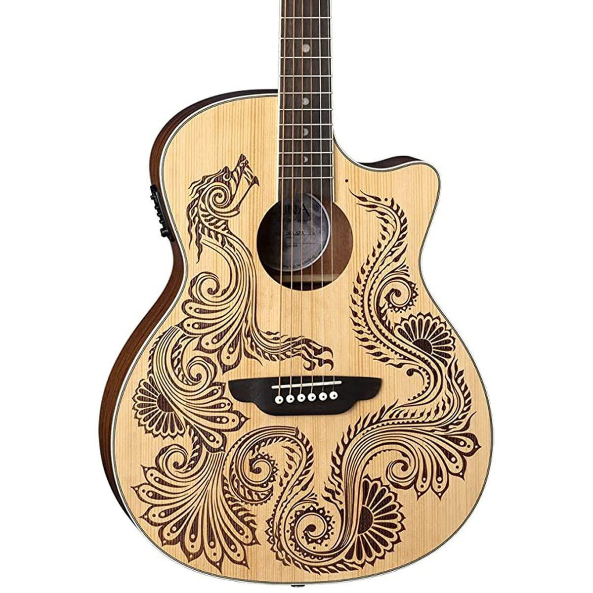 Luna Guitars Henna Dragon 6 String Spruce Acoustic/Electric Guitar