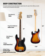 Fender Standard Precision Bass - 3-Color Sunburst w/ Guitar Cleaning Kit
